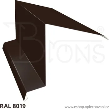 Střešní lemovaní Závětrná lišta na pultovou střechu rš 333 tmavě hnědá