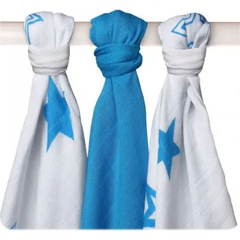 XKKO Bambusové pleny 70 x 70 cm 3 ks, Cyan Stars Mix