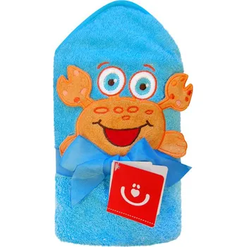 Bobobaby Rulon osuška s kapucou modrý krab 76x76 cm