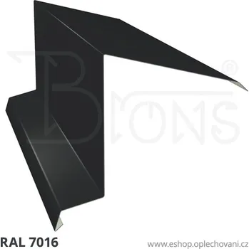 Střešní lemovaní Závětrná lišta na pultovou střechu rš 333 tmavě šedá