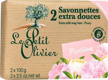 Mýdlo Le Petit Olivier extra jemné mýdlo Pivoňka 2 x 100 g