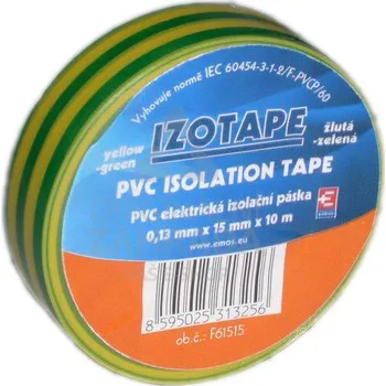 Izolační páska 15 mm žlutozelená, 10 m