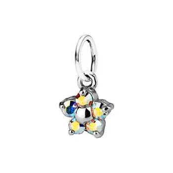 Přívěsek Dětský stříbrný přívěsek Swarovski® elements Crystal AB - duhová kytička