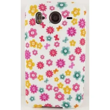 Pouzdro na mobilní telefon Pouzdro SES Flower na mobil HTC Desire HD bílý silikon květy růžová (Obal SES na mobil HTC Desire HD silikonový obal bílá barva růžový odstín květy barevné květy)
