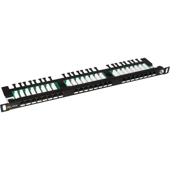 Patch panel SX24HD-5E-UTP-BK Patch panel UTP 24xRJ45 kat. 5E, 0,5U, 19", osazený, s vyvazovací lištou, černý