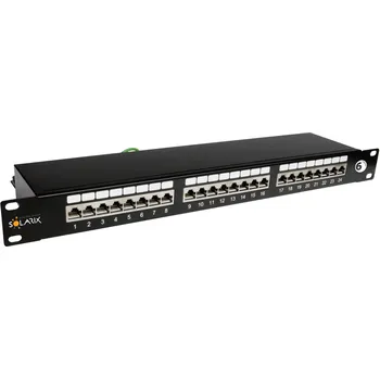 Patch panel SX24-6-STP-BK Patch panel STP 24xRJ45 kat. 6, 1U, 19", osazený, černý
