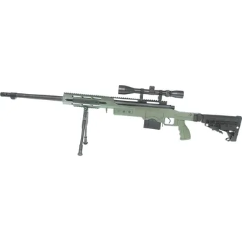 Airsoftová zbraň M24 RAS, pažba M4, OD, dvojnožka, optika, Upgrade version, Well, MB4412D