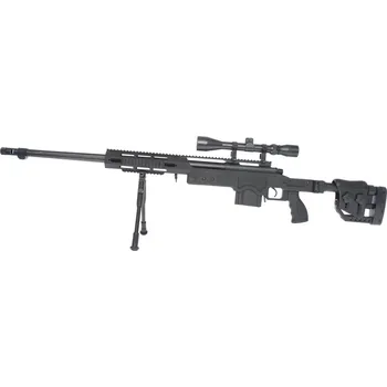 Airsoftová zbraň M24 RAS, Black, dvojnožka, optika, Upgrade version, Well, MB4411D