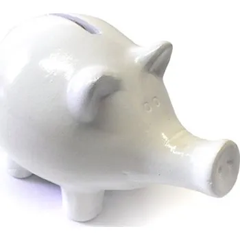 Pokladnička Menší bílá keramická pokladnička Prasátko