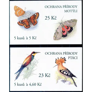 Poštovní známka (1999) ZS 73 - 74 - Česká pošta - Ochrana přírody - Ptáci a motýli