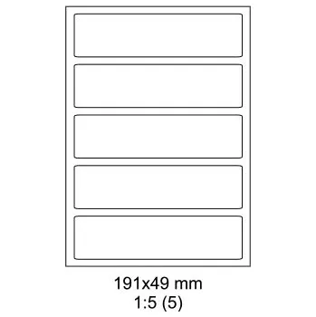 Speciální papír Print etikety Emy 191x49 mm, 5ks/arch, 100 archů, samolepící