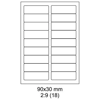Speciální papír Print etikety Emy 90x30 mm, 18ks/arch, 100 archů, samolepící