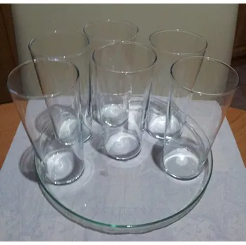 Sklenice 6x česká sklenička na nápoje 0,3l + skleněný tác 22 cm