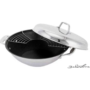 Pánev wok Chef 30 cm INDUKCE nerezový s nepřilnavým povrchem 2 ucha