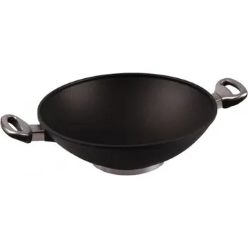 Pánev EXCELENT ručně litá titan diamantový Wok HARECKER 32 cm i INDUKC